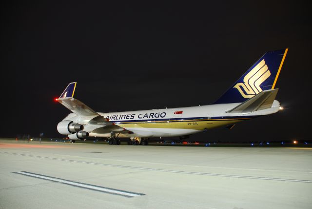 Boeing 747-400 (9V-SFL) - This frame was lost in a crash near Bishkek Kyrgyzstan. Here is a shot from a rare diversion in KGRR in 2010.