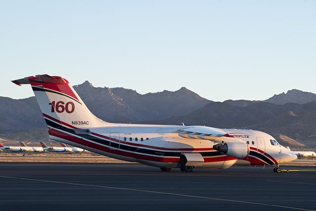 Avro Avroliner (RJ-85) (N839AC) - RJ85 water bomber between assignments at Kingman