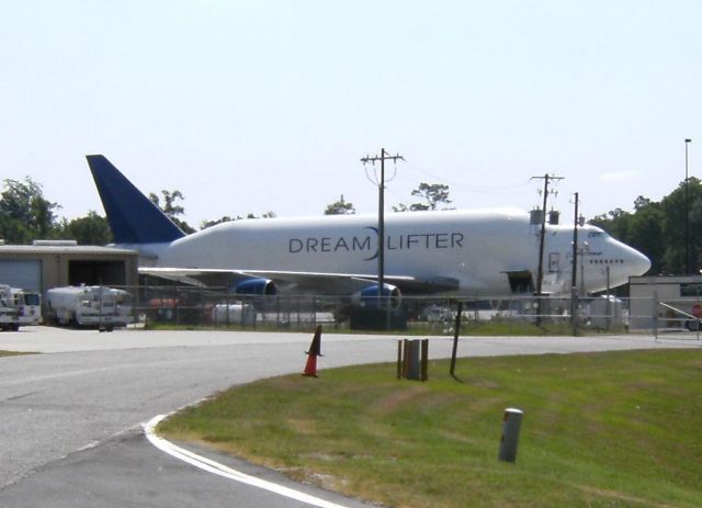 Boeing 747-200 — - Dreamlifter behind the Vought factory