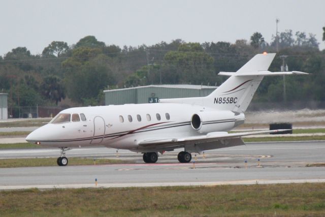 Hawker 800 (N855BC) - N855BC arrives on Runway 14 at Sarasota-Bradenton International Airport following a flight from Whitham Field