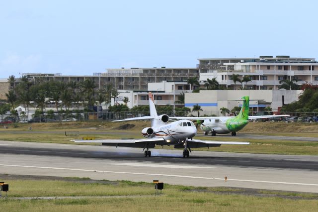 Dassault Falcon 50 (N777ZL) - N777ZL landing at TNCM