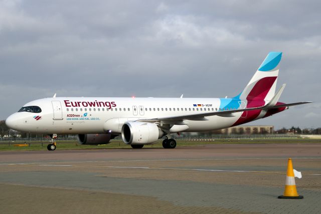 Airbus A320neo (D-AENF) - Taxiing to Stand 223 on 1-Feb-23 operating flight EWG7462 from EDDH.