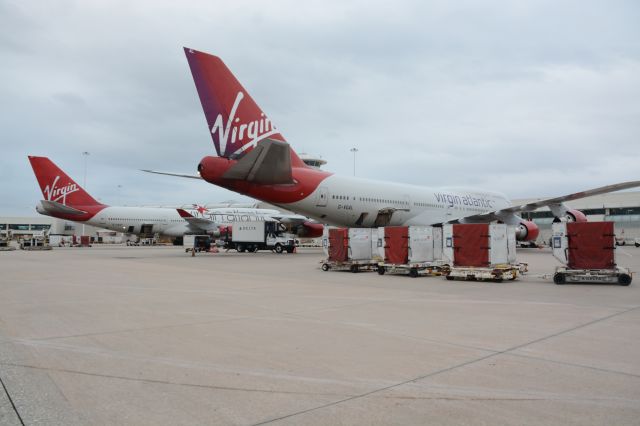 Boeing 747-400 (G-VGAL) - KMCO-EGKK Bags and Freight ready for loading.