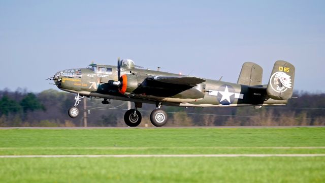 North American TB-25 Mitchell (N345TH) - B-25J-30 Show Me (SN 44-31385) on rotation from Rwy 20 for a flight to Wright Field on 4.17.17. The event was the 75th anniversary of the Doolittle Raid and was held at Wright-Patterson AFB.