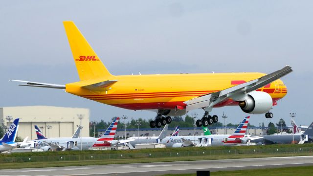 Boeing 777-200 (D-AALS) - BOE278 on short final to Rwy 16R to complete a B1 flight on 5.22.21. (B777-F / ln 1698 / cn 66862).