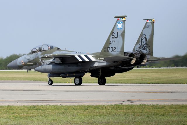 McDonnell Douglas F-15 Eagle (88-1702) - The 4th Fighter Wing's 75th Anniversary Heritage jet 'Spirit of Goldsboro'. The tail art features World War II 4th FW Commander Col. Don Blakeslee. Under his command, the 4th Fighter Group destroyed more than 1,000 German aircraft.  