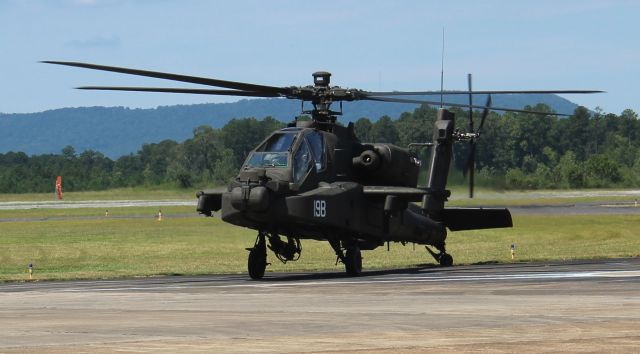 Boeing Longbow Apache (ARMY43019) - A Boeing AH-64E Apache taxiing onto the ramp at Northeast Alabama Regional Airport, Gadsden, AL - August 13, 2019