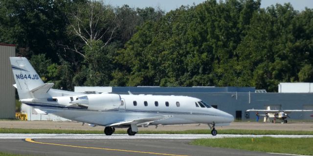 Cessna Citation Excel/XLS (N844JS) - On the departing runway is this 2003 Cessna Citation 560 XLS in the Summer of 2021.