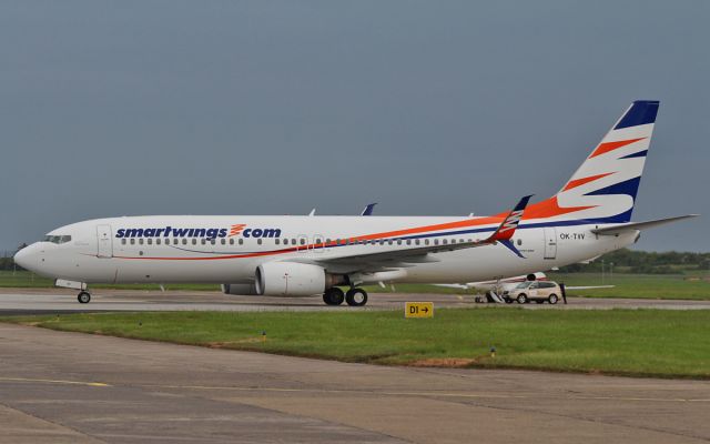 Boeing 737-800 (OK-TVV) - smartwings b737-8 ok-tvv with split scimitar winglets arriving in shannon this morning 4/6/15.