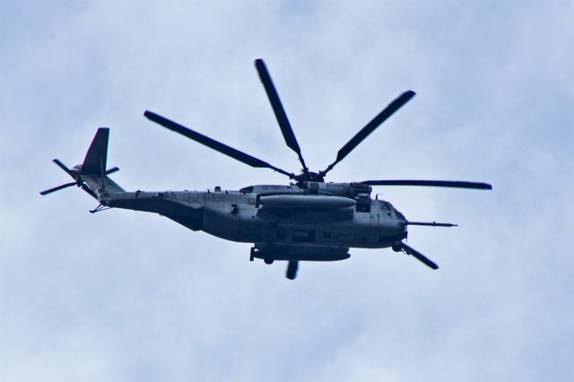 Sikorsky MH-53E Sea Dragon — - There was a major racket in the neighborhood this afternoon around 1433HrsEDT as two USMC Sikorsky Heavy Lift Helicopters passed overhead. 7 Blades in the main rotors make them S-80/CH-53E/MH-53E, right?