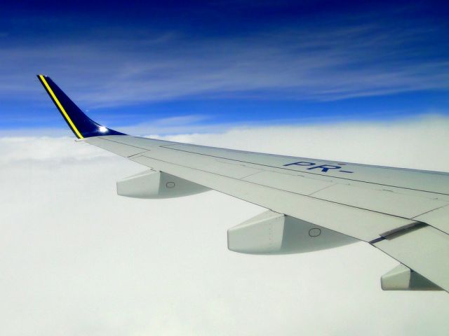 Embraer ERJ-190 (PR-AZH) - In flight at Aerovia UW13 in the Brazilian Airspace, toward to FOR. Overview seat 21A.