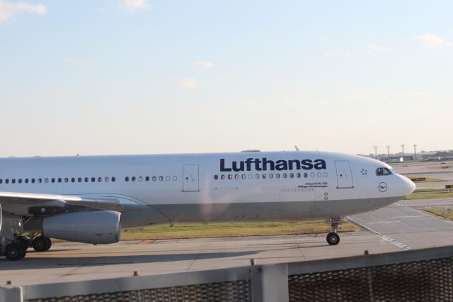 Airbus A340-300 (D-AIGZ) - 102513 taxiing in on A to United terminal