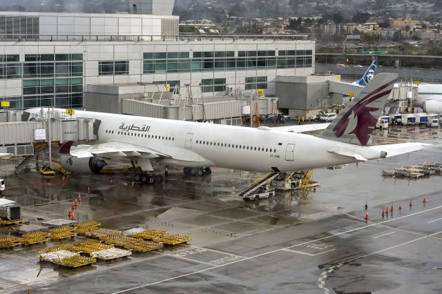 Airbus A350-1000 (A7-ANE) - 1st February, 2024:  Qatar OneWorld albino waiting at Gate A7 at SFO for departure to Hamad International as flight QR 738.