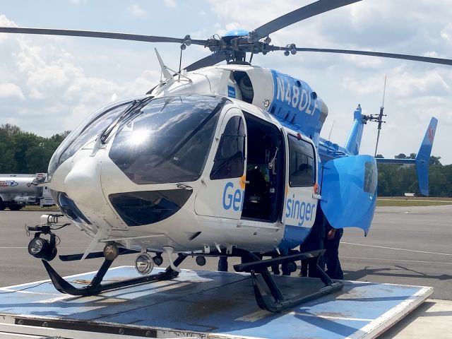 KAWASAKI EC-145 (N480LF) - 480 acting as Geisinger Life Flight 1 on display at its home base. Taken shortly after arrival from Hershey Medical Center after a scene call in Thompsontown. (6/3/23)