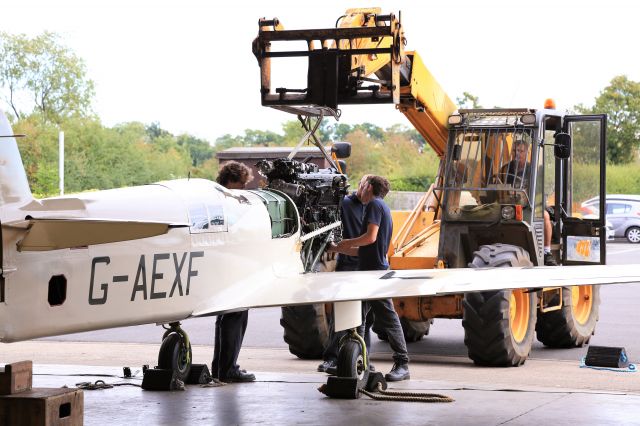 G-AEXF — - Engine out time for the Percival Mew Gull at Old Warden