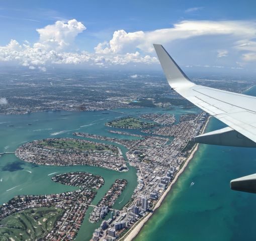 Boeing 737-800 (N867NN) - South Beach, FL after departing to LGA. May 11, 2019 