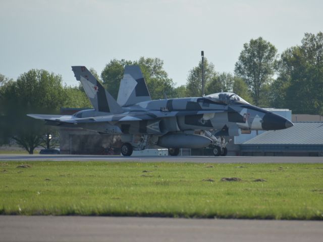 — — - F/A-18 Aggressor departing MWA