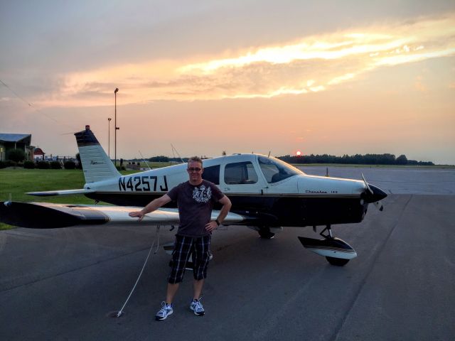 Piper Cherokee (N4257J) - Just tied my girl down on the ramp