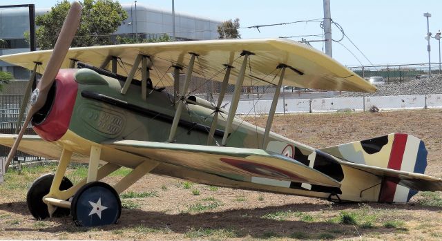 — — - The SPAD S.XIII was one of the most successful fighters of World War I and was the first of a series of aircraft produced by the Société Pour L'Aviation et ses Dérivés (SPAD). It was a single-seat biplane that was sturdy and had good climbing rate to 12,000 ft. (3,660 m) and good diving characteristics. On Display at Pround Bird - LAX 2018