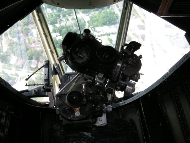 Consolidated B-24 Liberator — - View of a Norden bombsight over Chicago, Illinois from the Collins Foundations B-24 Witchcraft.