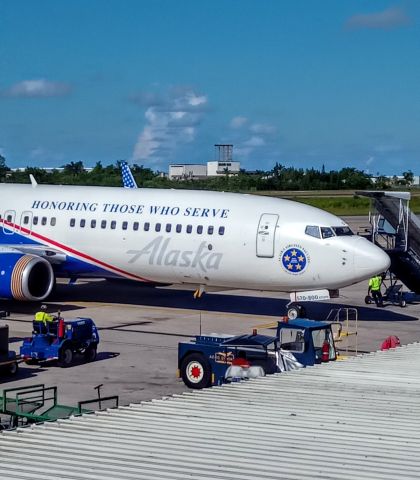 Boeing 737-800 (N570AS) - Alaska Airlines Honoring Those Who Serve Livery Boeing 737-890 parked up at BZE.