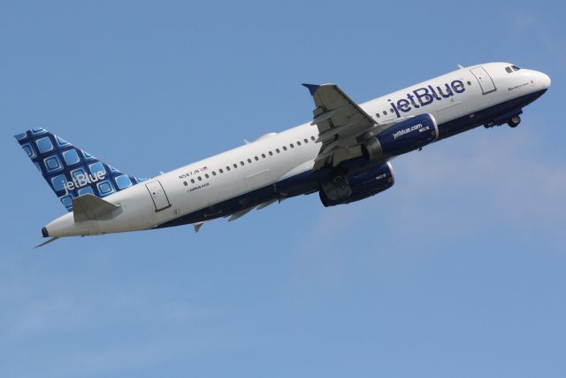 Airbus A320 (N587JB) - JetBlue Flight 164 "Blue Kid in Town" (N587JB) departs Sarasota-Bradenton International Airport enroute to John F Kennedy International Airport