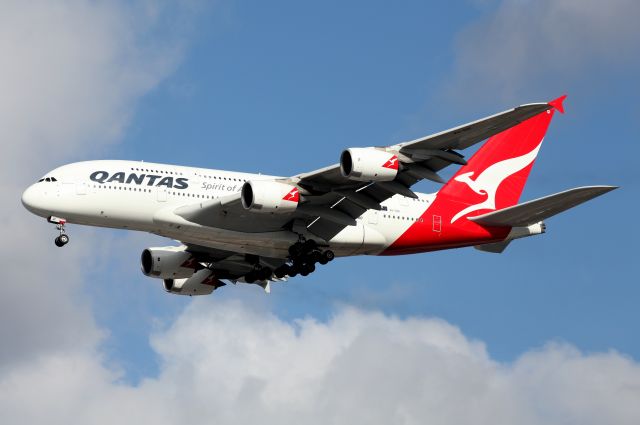 Airbus A380-800 (VH-OQI) - On Approach To Rwy 16R Named For The Inventor Of The Black Box Flight Recorder