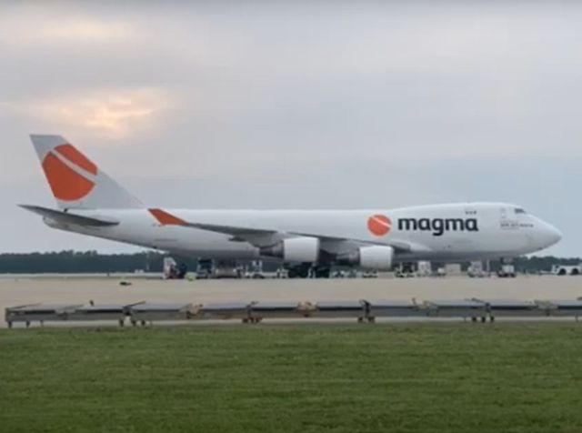 Boeing 747-400 (TF-AKD) - Boeing 747 parked at the GSP Air Cargo Facility getting loaded up for takeoff to Germany.