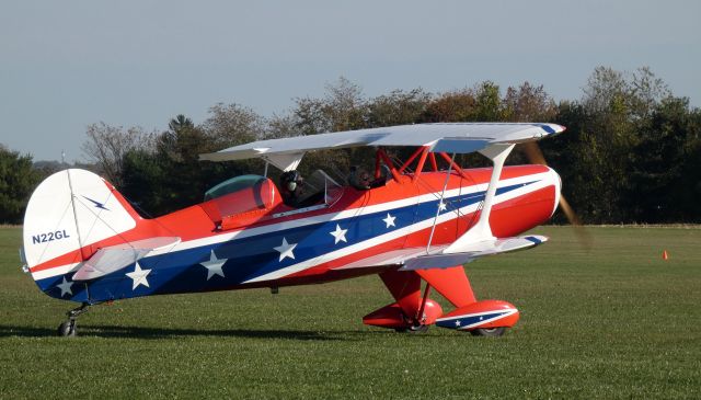 STEEN Skybolt (N22GL) - Taxiing for departure is this 1978 Leake/Steen Skybolt at the annuual "Great Pumpkin Fly-In" from the Autumn of 2022.