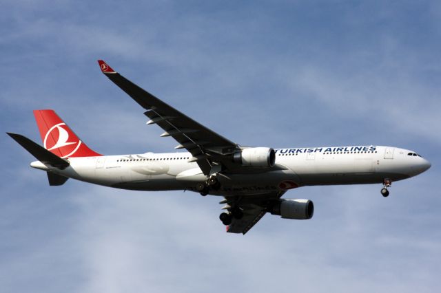 Airbus A330-300 (TC-JOK) - On final approach to Boston Logan's 15R on 8/14/20. 