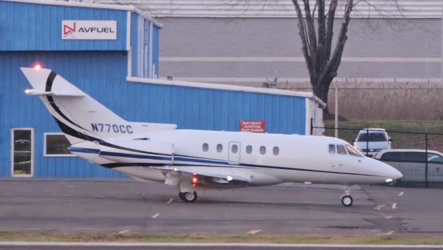 Hawker 800 (N770CC) - Shown here arriving is this 2002 Hawker 800B Aircraft in the Winter of 2016.