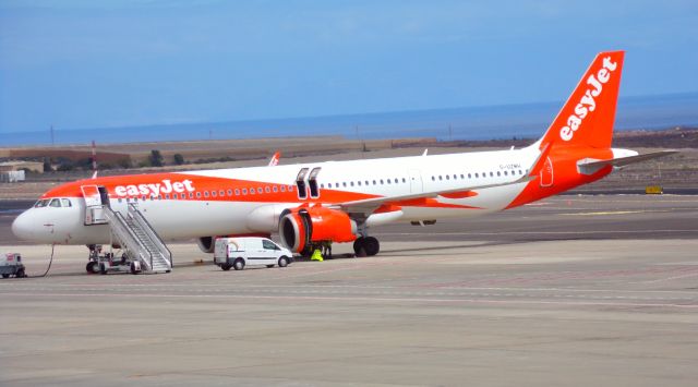 Airbus A321neo (G-UZMH) - Workers performing engine inspection operations.