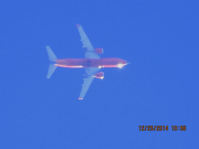 BOEING 737-300 (N631SW) - Southwest Airlines flight 1435 from STL to OKC over Baxter Springs Kansas (78KS) at 34,000 feet.