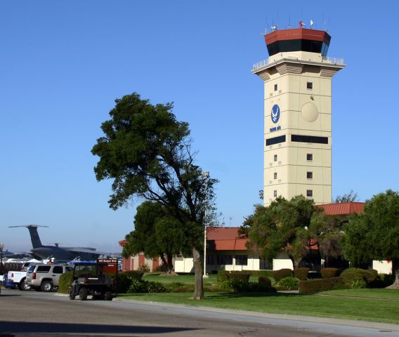 — — - Travis AFB tower 8/30/2008. This is the day the final flight of N199AB flew into Travis AFB from McChord AFB in WA State. C-133 is now at the Travis Museum being restored.