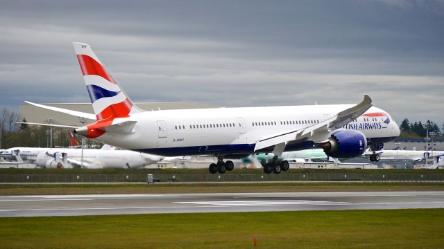 Boeing 787-9 Dreamliner (G-ZBKP) - BOE493 on short final to Rwy 16R to complete a C2 flight on 12.2.16. (ln 493 / cn 38632).