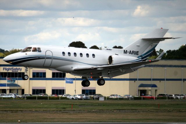 Hawker 800 (M-ARIE) - On short finals for rwy 24 on 7-Sep-18 arriving from EGNR.