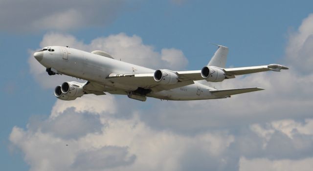 USN — - A Boeing E-6B Mercury after departing Runway 18R during a series of touch and gos at Carl T. Jones Field, Huntsville International Airport, AL - September 26, 2017.