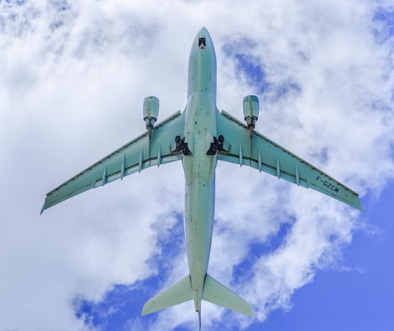 Airbus A330-200 (F-GZCM) - AirFrance A330-200 F-GZCM departing St Maarten for France on a clear summer day!!