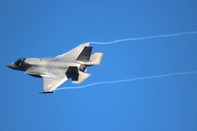 Lockheed F-35C — - Wing tip contrails on an Eglin AFB FL Lightning 2 during Volk's Northern Lightning 2 Exercise. Take-Off Runway 27