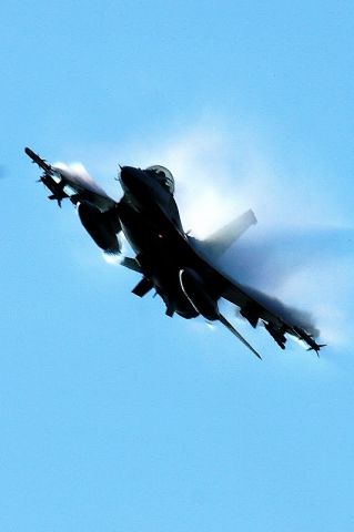 Lockheed F-16 Fighting Falcon — - Backlit F-16 Pulling some Gs at Hardwood Range Central WI