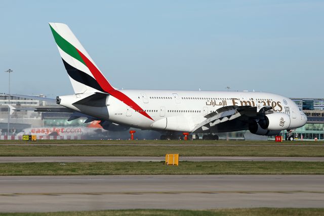 Airbus A380-800 (A6-EDW) - EK17 on the roll out after landing at MAN