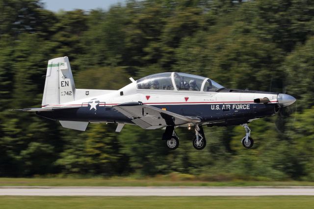 Raytheon Texan 2 (04-3742) - This Raytheon T-6A Texas II from the 459th Flying Training Squadron, Twin Dragons, Sheppard AFB, TX, stopped over in Toledo on Thursday, 2 Sep 2021, on the way to the Cleveland Air Show this weekend.