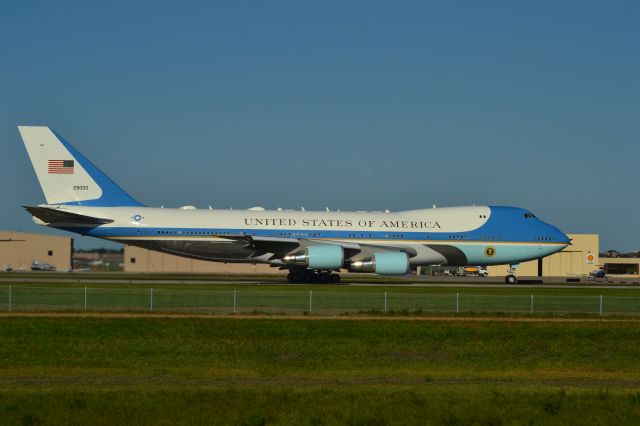 Boeing 747-200 (N29000) - Air Force One departing on Runway 15 in Sioux Falls SD on 9-7-2018