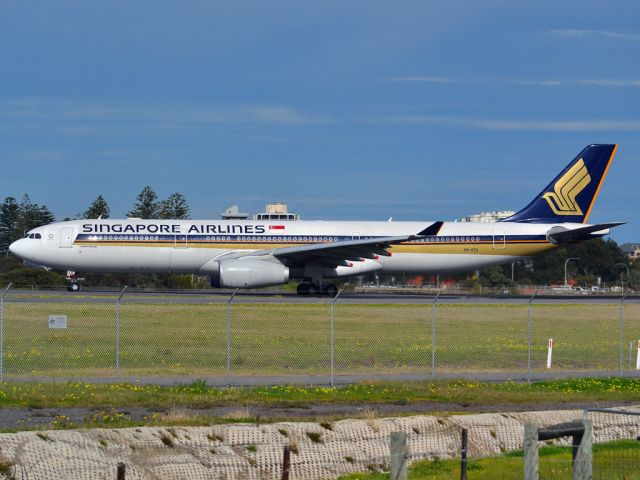 Airbus A330-300 (9V-STO) - Turning on to runway 05 ,for take off for flight home to Singapore. Thursday, 12th July 2012.