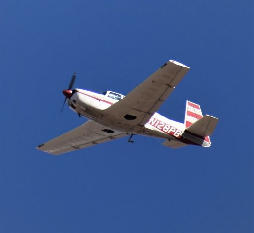 Mooney M-20 (N128PB) - N128PB, 12-9-2020, 11:40.  From the front yard of a ranch south of the Kerrville, Texas Airport.  Checked Flight History on Flight Aware and it shows that this plane has not been flown since 11-16-20.