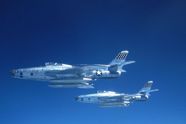 — — - pair of 45th TRS RF-84Fs. Misawa, AB. 1956