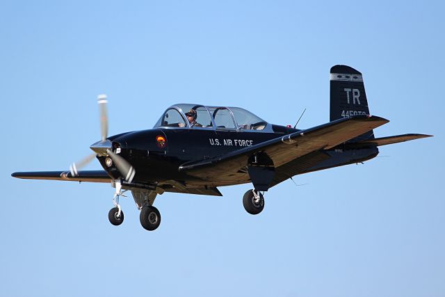 N617KG — - T34 Mentor landing after participating in Veterans Day flight over Lebanon, TN 11/11/11. The decal on the left cowl says  "Groom Dry Lake Test Facility - Area 51." The words on the front gear door say, "Commander Tonopah Test Range." Thank you for honoring vets.