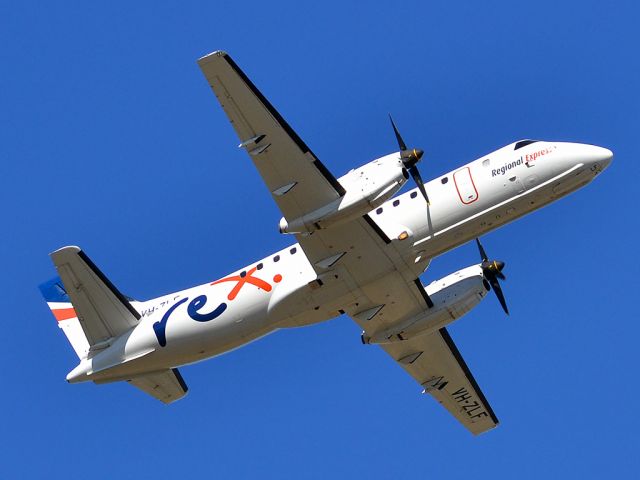 Saab 340 (VH-ZLF) - Getting airborne off runway 23 on a beautiful Adelaide autumn day. Thursday 12th April 2012.