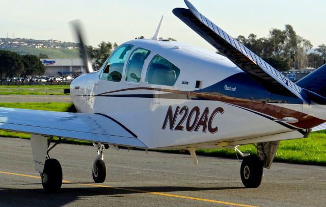 Beechcraft 35 Bonanza (N20AC) - Local Beech Bonanza 35 taxing to its hangar.