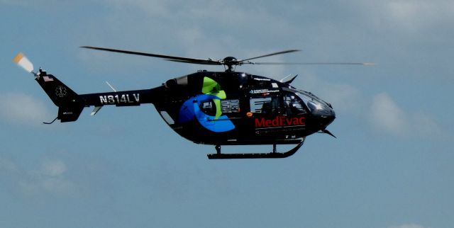 KAWASAKI EC-145 (N814LV) - Shortly after departure is this 2007 Kawasaki EC-145 in the Spring of 2025.